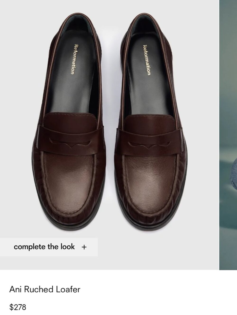 Reformation Ani Loafer in Brown Leather, Women's Size 8.5